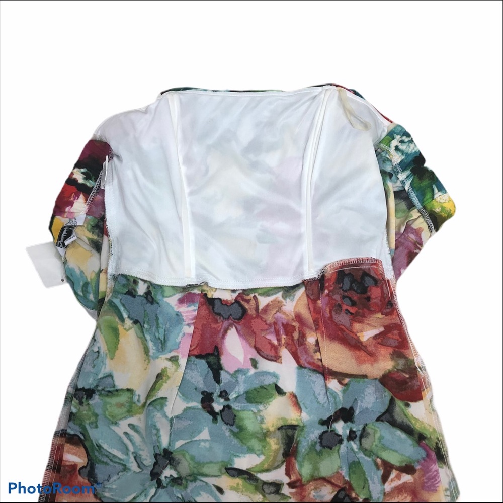 Speechless tulip hem back zip bold floral print strapless dress - Picture 6 of 10